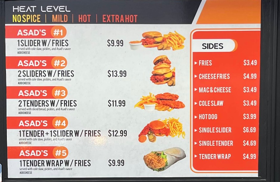 Asad's Hot Chicken Restaurant Menu – Prices & Specials